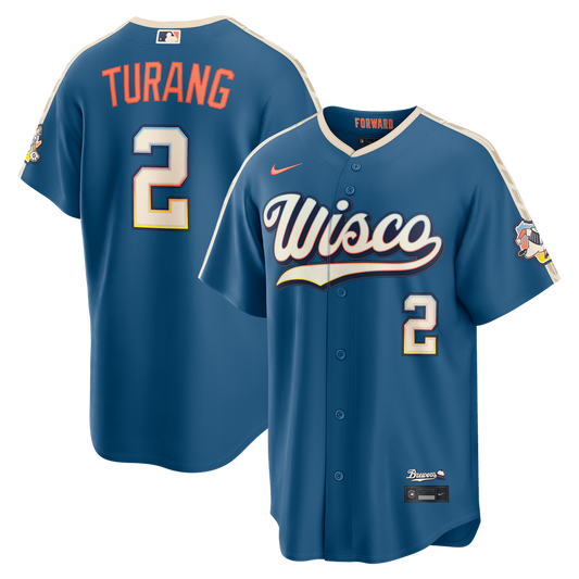 Milwaukee Brewers Brice Turang Nike 2026 City Connect Stadium Jersey - Mineral Blue
