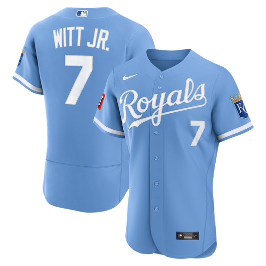 Kansas City Royals Bobby Witt Jr. Nike Alternate Authentic Sponsor Patch Jersey - Light Blue