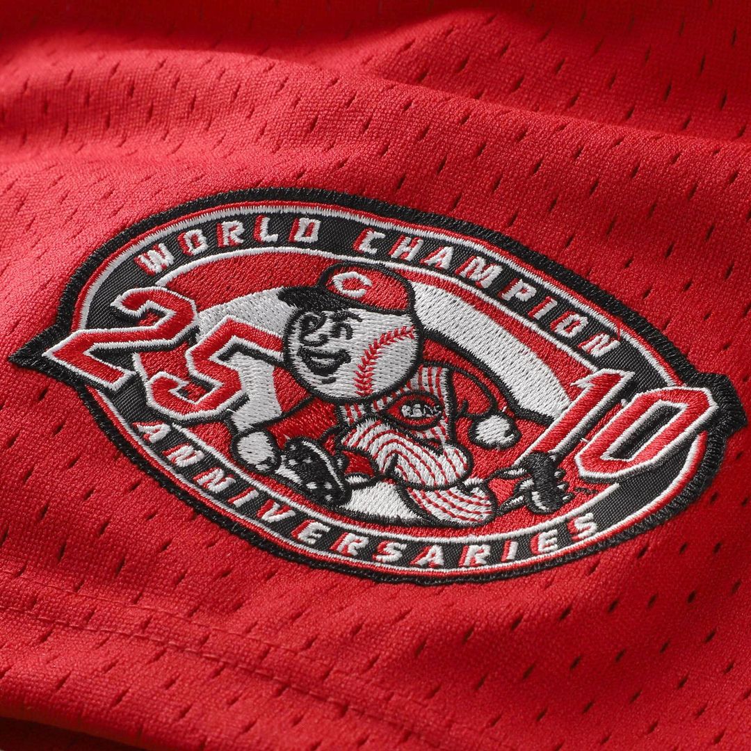Cincinnati Reds Barry Larkin Mitchell & Ness Cooperstown Mesh Batting Practice Button-Up Jersey - Black