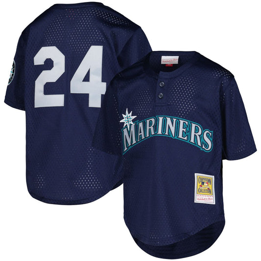 Seattle Mariners Ken Griffey Jr. Mitchell & Ness Youth Cooperstown Mesh Batting Practice Jersey - Navy