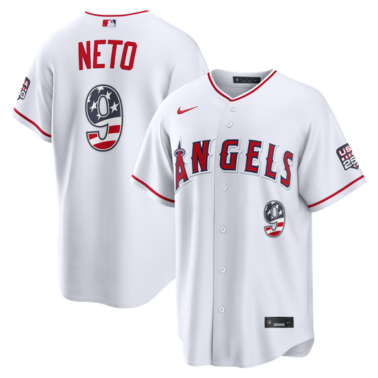 Los Angeles Angels Zach Neto Nike USA 250 Fourth of July Stadium Jersey - White