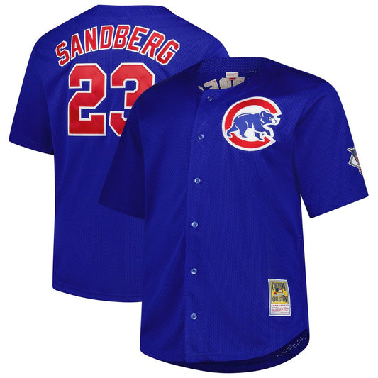 Chicago Cubs Ryne Sandberg Mitchell & Ness Big & Tall Cooperstown Mesh Batting Practice Jersey - Royal