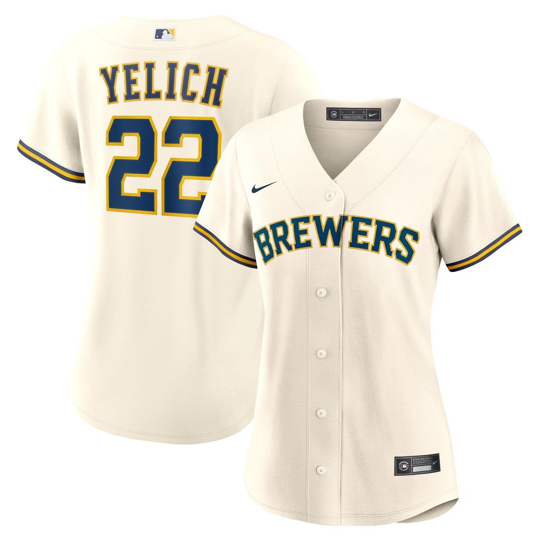 Milwaukee Brewers Christian Yelich Nike Women's Home Replica Jersey - Cream