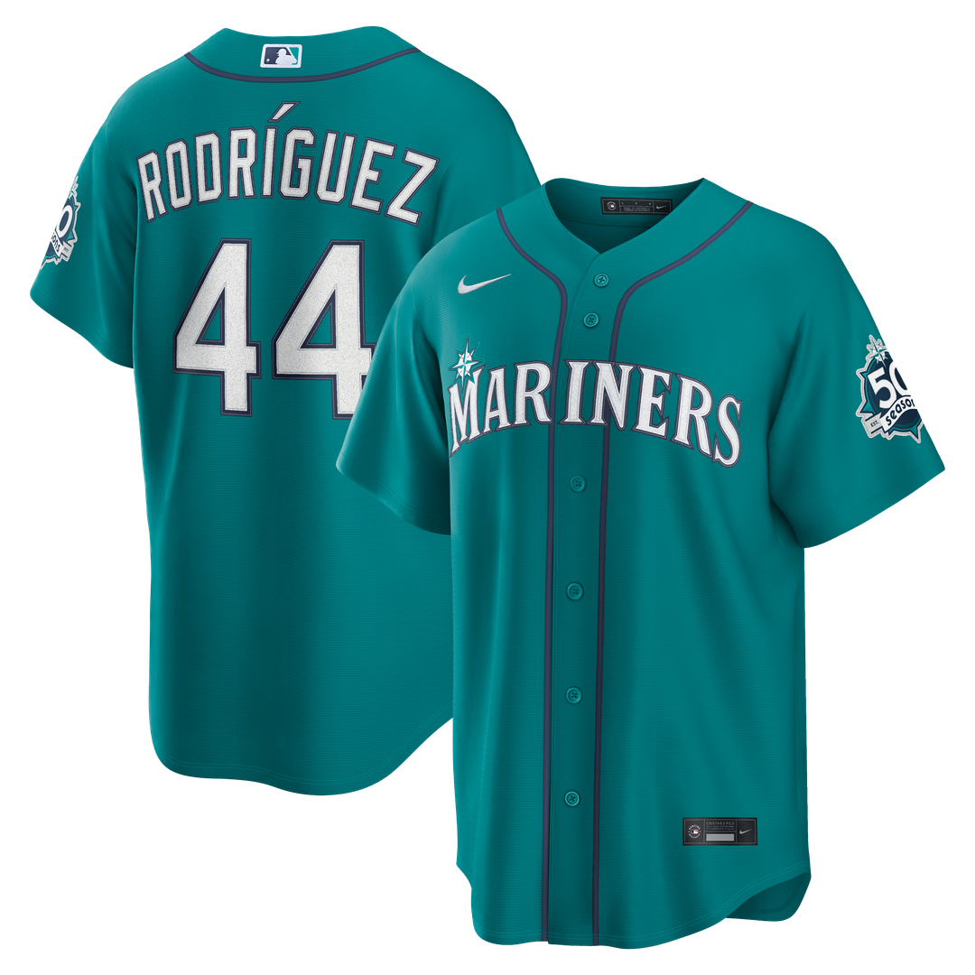 Seattle Mariners Julio Rodríguez Nike Home Stadium 50th Season Patch Jersey - White