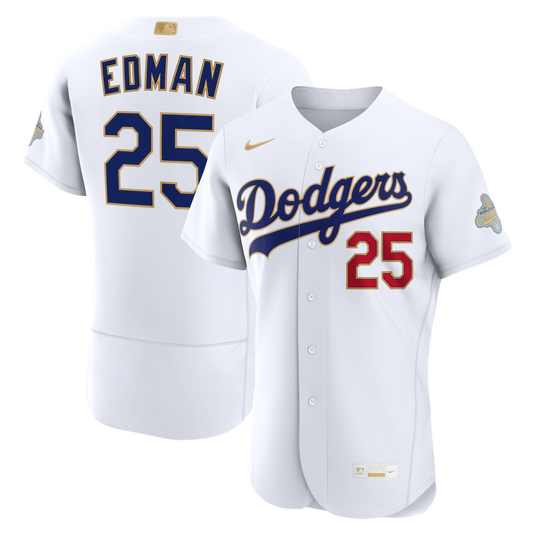 Los Angeles Dodgers Tommy Edman Nike 2026 Gold Collection Authentic Jersey - White