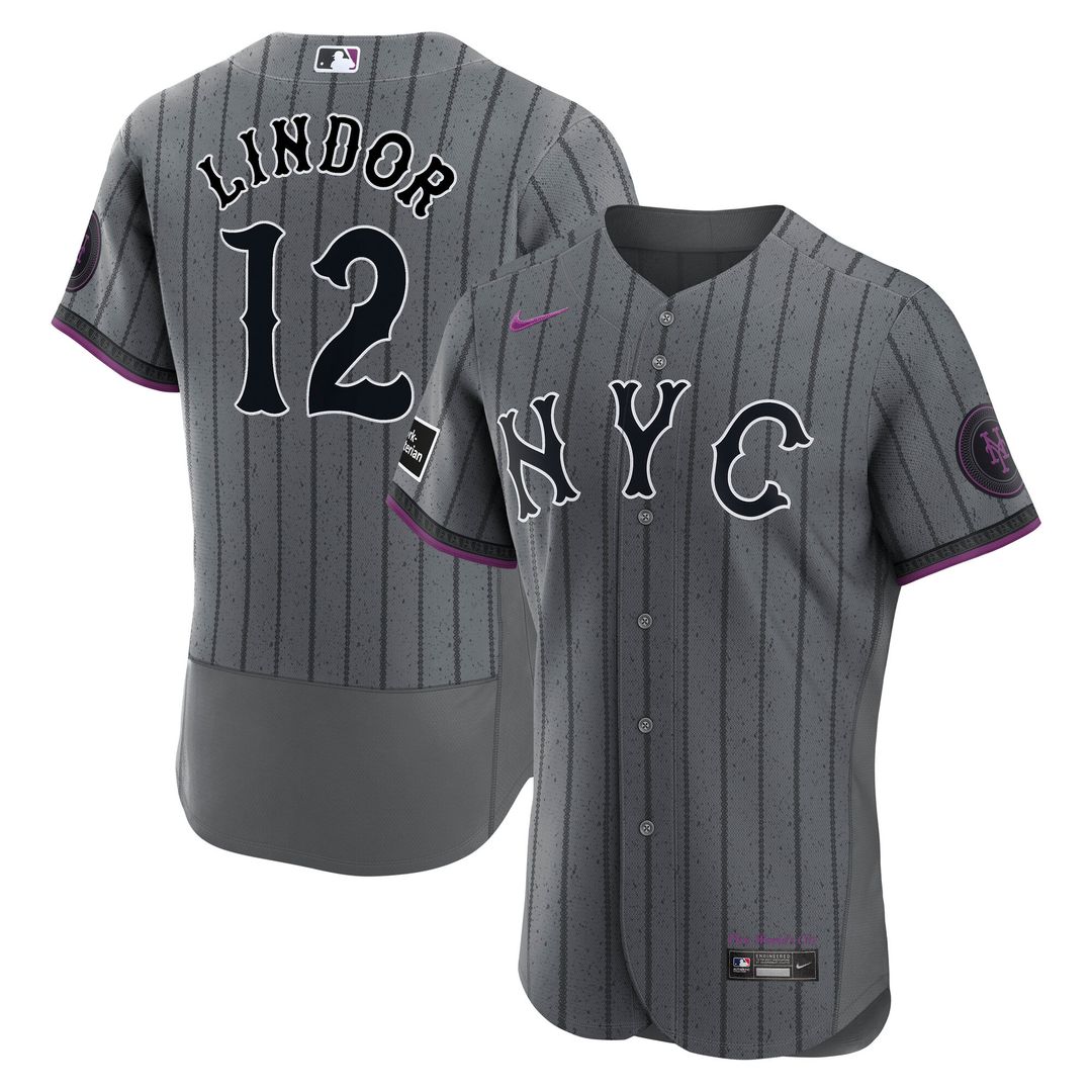 New York Mets Francisco Lindor Nike City Connect Authentic Sponsor Patch Jersey - Gray