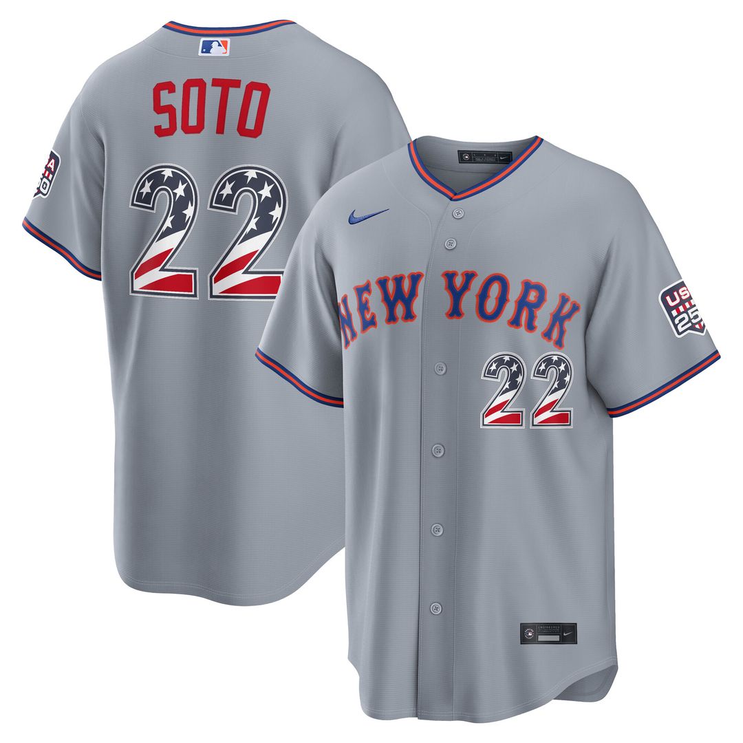 New York Mets Juan Soto Nike USA 250 Fourth of July Road Stadium Jersey - Gray