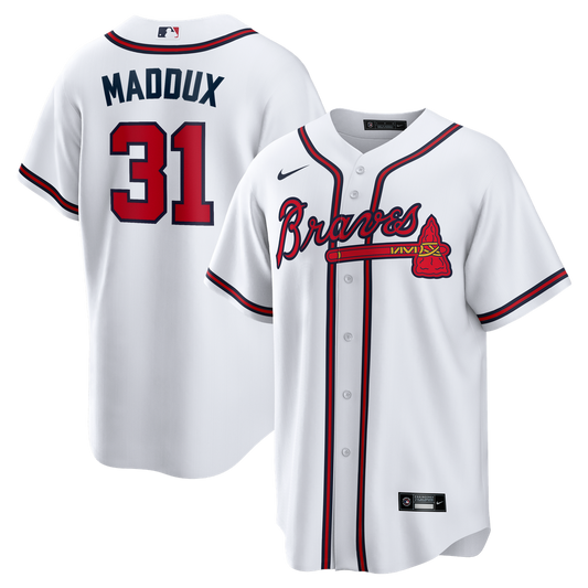 Atlanta Braves Greg Maddux Nike Home Retired Replica Jersey - White