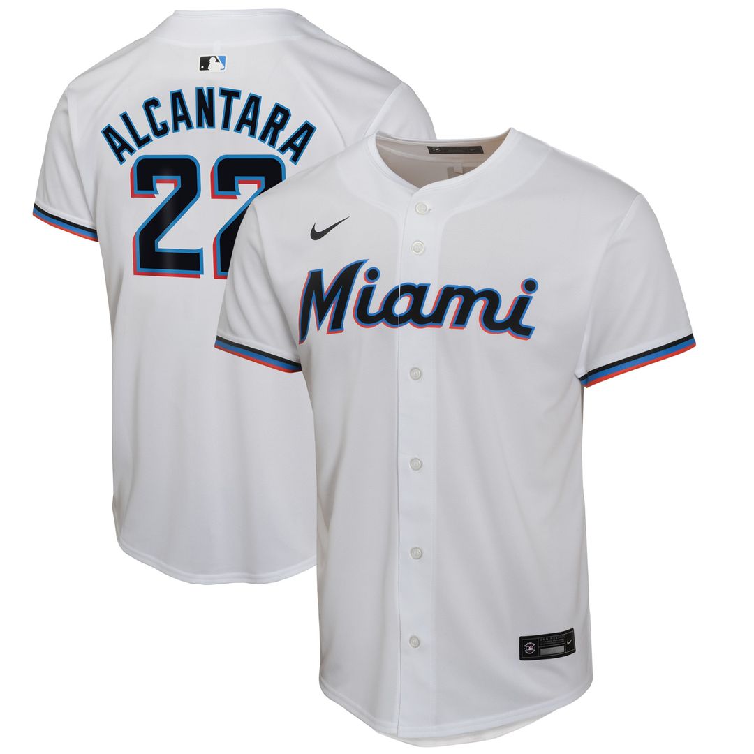 Miami Marlins Sandy Alcantara Nike Youth Home Game Jersey - White