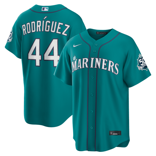 Seattle Mariners Julio Rodríguez Nike Alternate Stadium 50th Season Patch Jersey - Teal