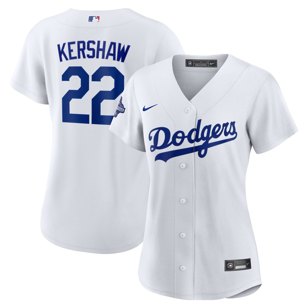 Los Angeles Dodgers Clayton Kershaw Nike Women's Home 2025 World Series Champions Replica Jersey - White